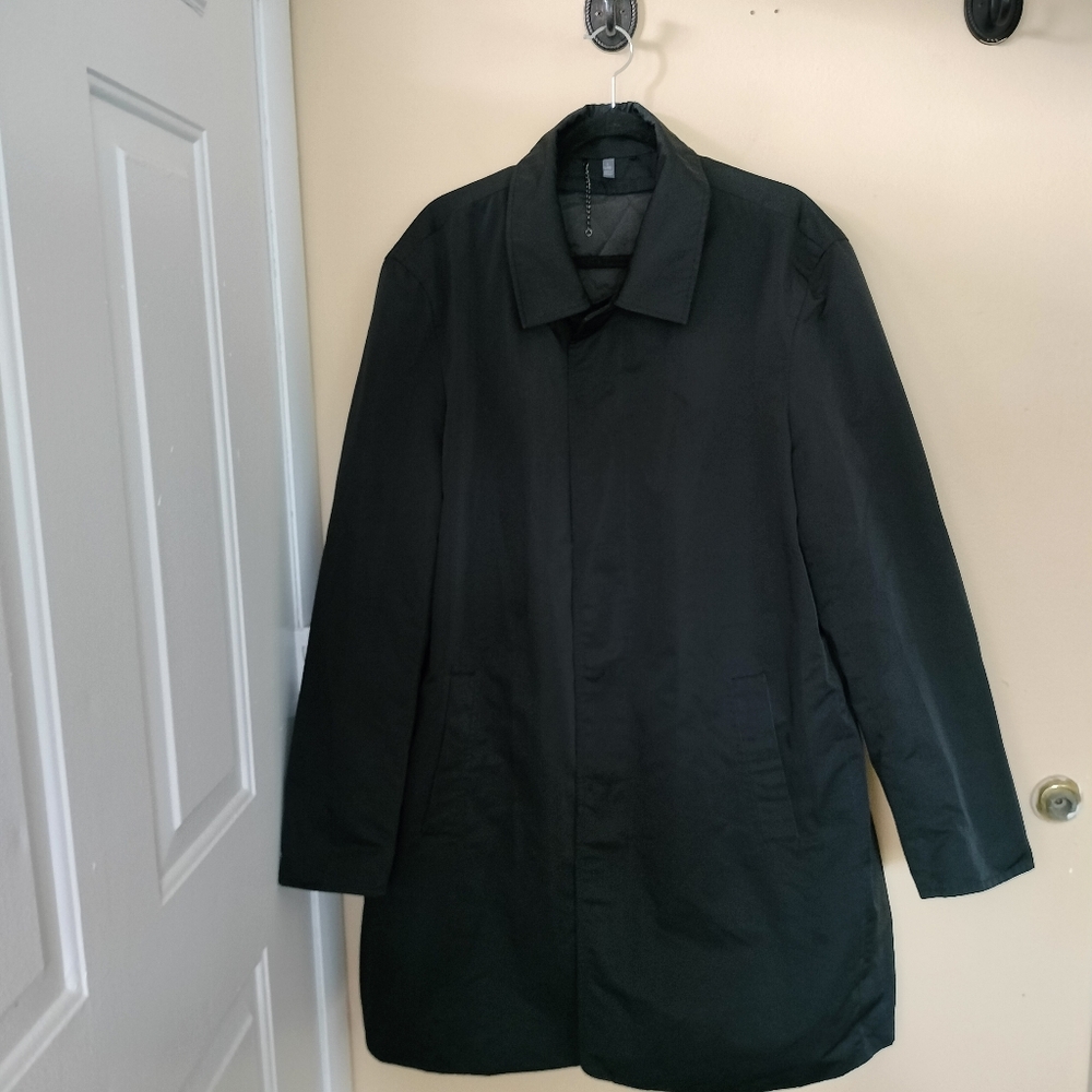 American Airlines Mens L LNG Black Lined Trench Coat Flight Attendant Pilot